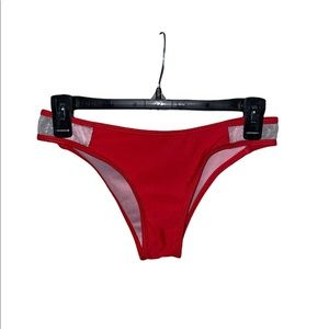 Red Swimsuit Bottoms with Mesh on Side Hips